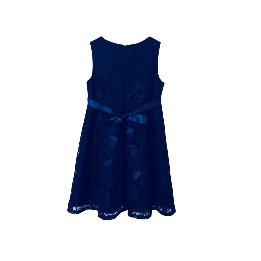 American Princess Girls Size 5 Navy Blue Lace Special Occasion Dress - Picture 4 of 11